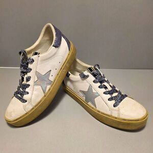 Shu Shop  Reba Pink Glitter Silver Star Low Top Sneakers - Women's size 9